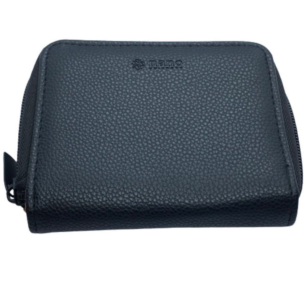 Nano Universe Black Zip Around Wallet w/ Bright Orange Nylon Interior